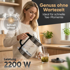 PROFI COOK Bouilloire PC-WKS 1322, 1,7 L, verre/inox