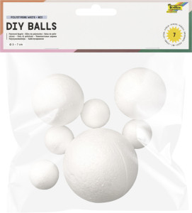folia Lot de boules en polystyrène, taille assortie, blanc