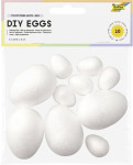 folia Lot d'oeufs en polystyrène, taille assortie, blanc folia Lot d'oeufs en polystyrène, taille assortie, blanc