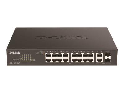 D-Link : 18PORT SMART MANAGED SWITCH avec 16 POE+ et 2 COMBO RJ45SFP