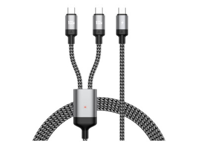 DLH : CABLE USB-C VERS 2X USB-C 1.2M 5A 100W