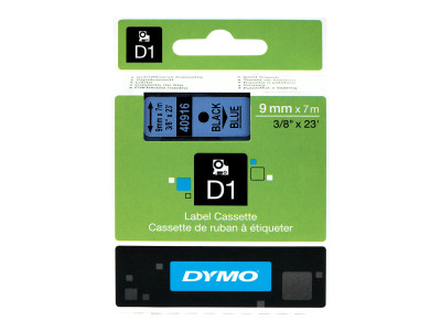 Dymo : 9MMX7M-TAPE BLACK / BLUE .