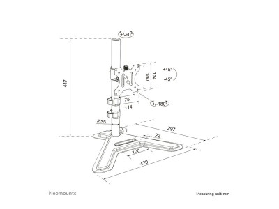 Neomounts : DS45-600BL1 SINGLE MONITOR STAND - 10-32IN - 0-9 KG19 8 LBS