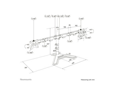 Neomounts : DS45-600BL2 DUAL MONITOR STAND - 10-32IN - 0-6 KG13 2 LBS (2X)