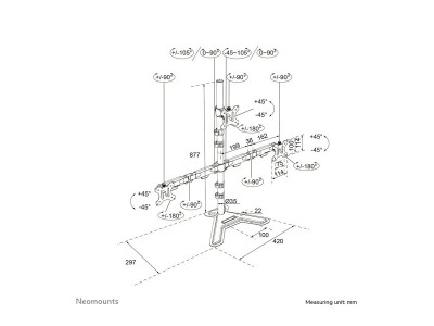 Neomounts : DS45-600BL2-1 TRIPLE MONITOR STAND - 10-32IN - 0-5 KG11 LBS (