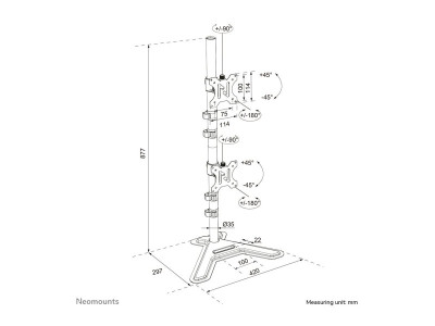 Neomounts : DS45-600BL2V DUAL MONITOR STAND - 10-32IN - 0-9 KG19 8 LBS (2X)