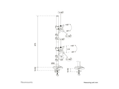 Neomounts : DS60-600BL2V DUAL MONITOR ARM - 10-32IN - 0-9 KG19 8 LBS (2X) -