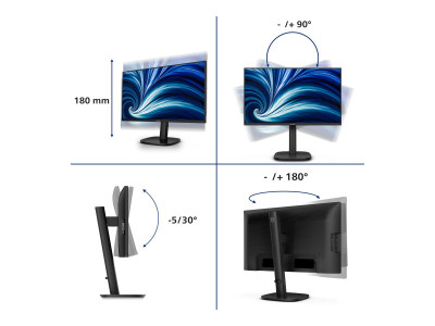 Philips : 24IN IPS FHD 300CD/ HDMI/VGA/DP/4USB/USB-B/HP/HAS