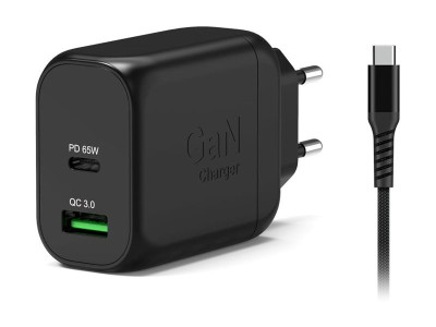 Port Design : WALL CHARGER TYPE C PD 65W GAN + CTOC cable 2 M - EU