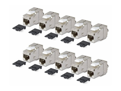 Startech : CAT6A STP KEYSTONE JACK 10-PACK180-DEGREE/TOOLLESS/SHIEL