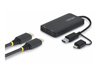 Startech : USB TO DUAL HDMI ADAPTER - USB-A OR C 1X 4K 30HZ 1X 1080P
