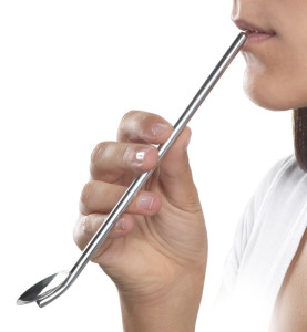 metaltex Cuillère à cocktail / paille, inox, set de 4