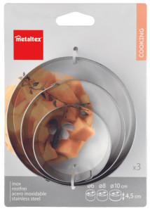 metaltex Anneau de cuisson, rond, inox, set de 3