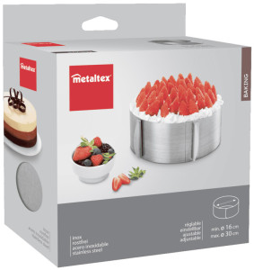 metaltex Anneau à gâteau, inox, réglable