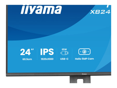Iiyama : 24IN IPS FHD 350CD/HDMI/DP USB/USB-C/USB-C DOCK/HP avec CAM/HAS
