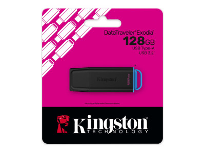 Kingston : 128GB PORTABLE USB 3.2 GEN 1 DATATRAVELER EXODIA BLACK/BLUE