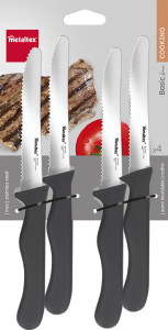 metaltex Couteau pour casse-croûte Basic, set de 4, noir