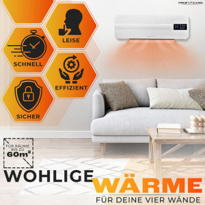 PROFI CARE Chauffage mural en céramique PC-HL 3116, blanc