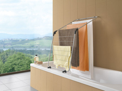 metaltex Séchoir à linge pour baignoire Nevis, argent/noir