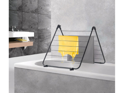 metaltex Séchoir à linge pour baignoire Nevis, argent/noir