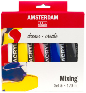 ROYAL TALENS AMSTERDAM Set de peinture acrylique, 5x 120 ml