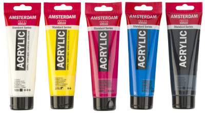 ROYAL TALENS AMSTERDAM Set de peinture acrylique, 5x 120 ml