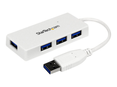 Startech : WHITE 4PORT EXTERNAL USB 3 MINI HUB avec BUILT-IN cable