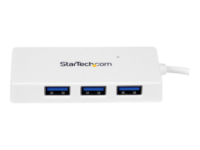 Startech : WHITE 4PORT EXTERNAL USB 3 MINI HUB avec BUILT-IN cable