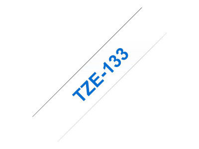Brother TZE-133 ruban laminé P-Touch 12mm 8M Bleu sur Transparent