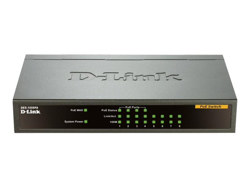 D-Link : DESKTOP SWITCH 8 PORT10/100MBPS UNMANAGED 4 POE PORTS