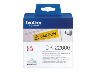 Brother DK-22606 Ruban film continu NOIR sur JAUNE largeur 62 mm et longueur 15 m