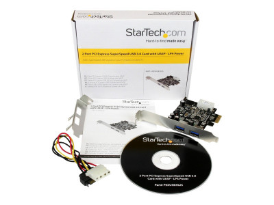 Startech : CARTE CONTROLEUR PCIE VERS 2 PORTS USB 3.0 - UASP / ALIM LP4