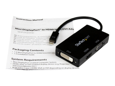Startech : ADAPTATEUR MINI DP VERS VGA / VERS DVI-D ACTIF 91 CM - NOIR
