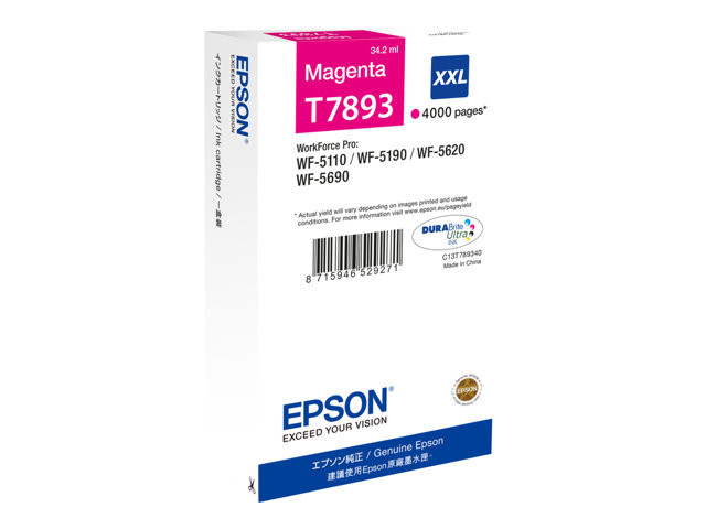 Epson T7893 - Cartouche Encre XXL Magenta 4 000 pages pour WF-5620