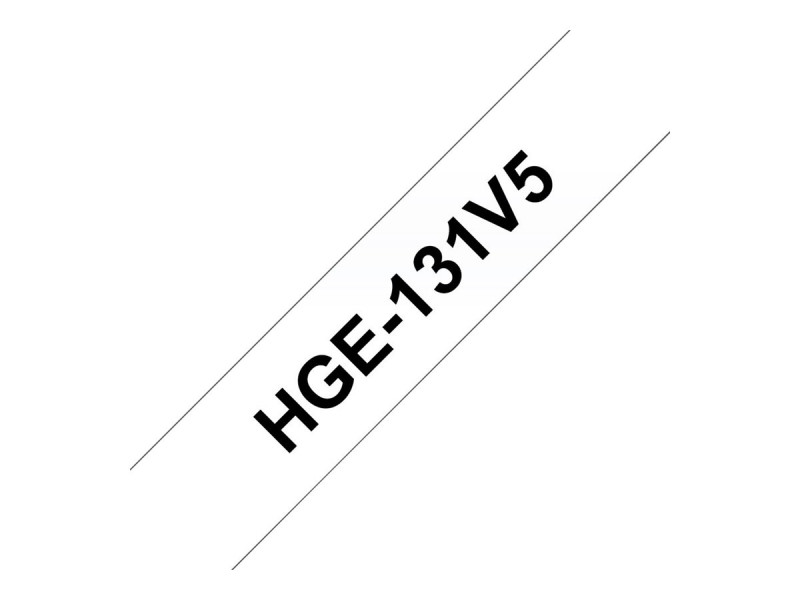 Brother : HGE131V5 RUBAN LARGEUR 12MM NOIR/TRANSPARENT QTE 5 PCS