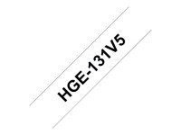 Brother : HGE131V5 RUBAN LARGEUR 12MM NOIR/TRANSPARENT QTE 5 PCS