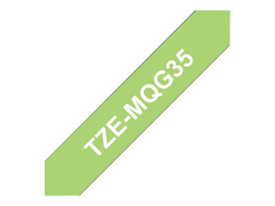 Brother TZE-MQG35 ruban laminé P-Touch 12mm 5M Blanc sur Vert Citron