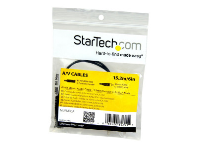 Startech : 6IN 3.5MM STEREO FEMALE TO 2X RCA MALE ADAPTER cable