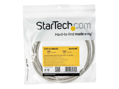 Startech : 2M CAT6 GRAY SNAGLESS GIGABIT ETHERNET RJ45 cable MALE TO MALE