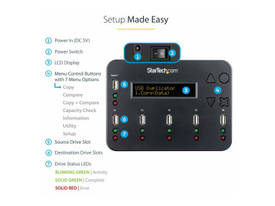Startech : STANDALONE 1:5 USB FLASH drive DUPLICATOR & MULTI-PASS ERASER