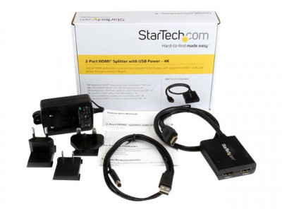 Startech : REPARTITEUR / SPLITTER VIDEO HDMI 4K @ 2 PORTS ALIM. PAR USB