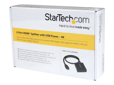 Startech : REPARTITEUR / SPLITTER VIDEO HDMI 4K @ 2 PORTS ALIM. PAR USB