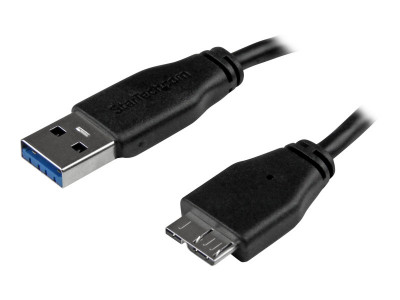 Startech : CABLE SUPERSPEED USB 3.0 MINCE A VERS MICRO B 15 CM - M/M - NOIR