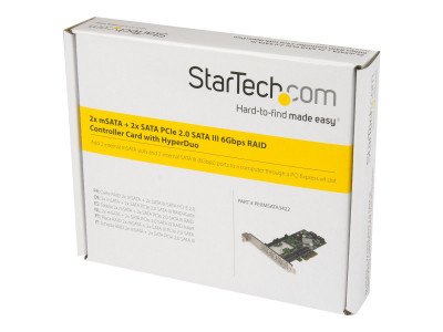 Startech : CARTE RAID PCIE 2.0 A 2 PORTS SATA III 6GB/S avec 2X MSATA