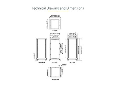 Startech : RACK de SERVEUR REGLABLE 25U A CADRE OUVERT 4 MONTANTS (31.58kg)