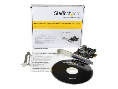 Startech : CARTE CONTROLEUR PCIE A 4 PORTS USB 3.0 avec UASP - 3 EXT 1 INT