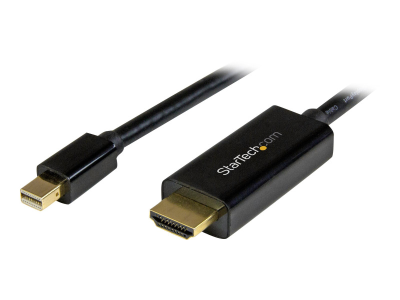 StarTech.com Câble adaptateur Mini DisplayPort vers HDMI de 3 m -  Convertisseur Mini DP vers HDMI avec câble intégré - 4K 30 Hz - Noir -  câble adaptateur - DisplayPort / HDMI - 3 m (MDP2HDMM3MB)