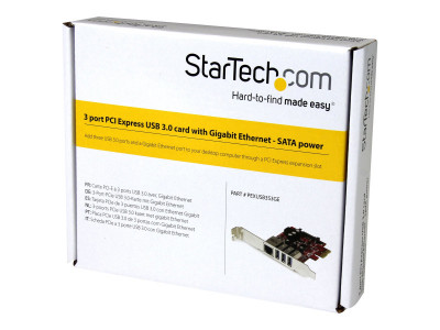 Startech : CARTE PCI EXPRESS A 3 PORTS USB 3.0 et 1 PORT GBE avec UASP