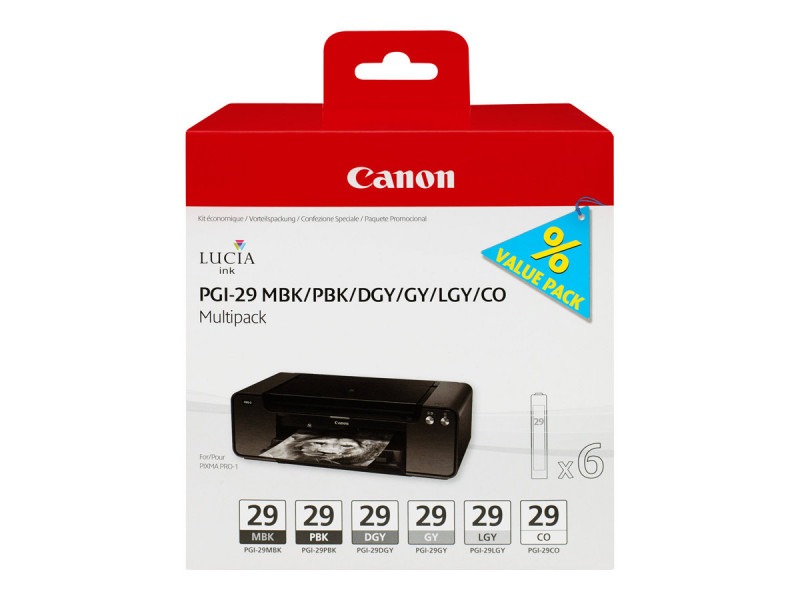 Canon : PGI-29 MBK/PBK/DGY/GY/LGY/CO MULTI PACK/VALUE pack NON-BLIST