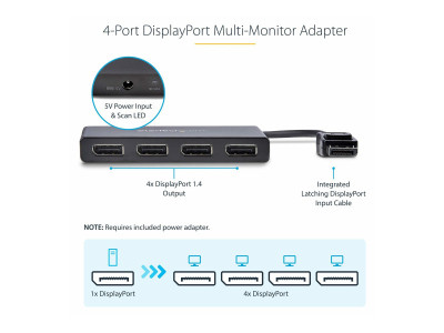 Startech : HUB MST DISPLAYPORT 1.2 VERS 4X DISPLAYPORT